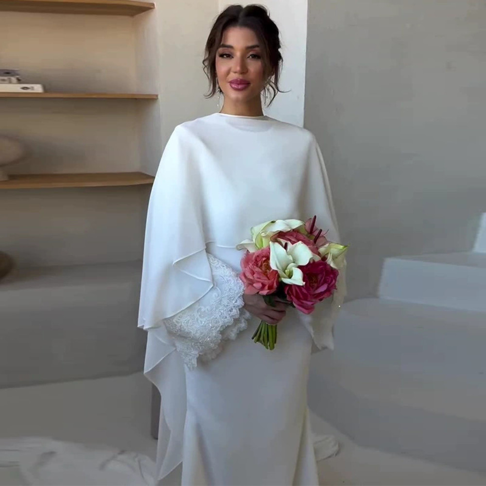 Forever 21 White Elegant French Style Fitted Long Dress Set with Shawl